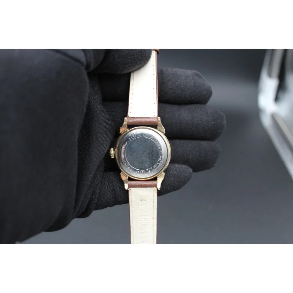 Vintage Bulova Waterproof Dress Watch 32mm Runs Well New Strap 1959